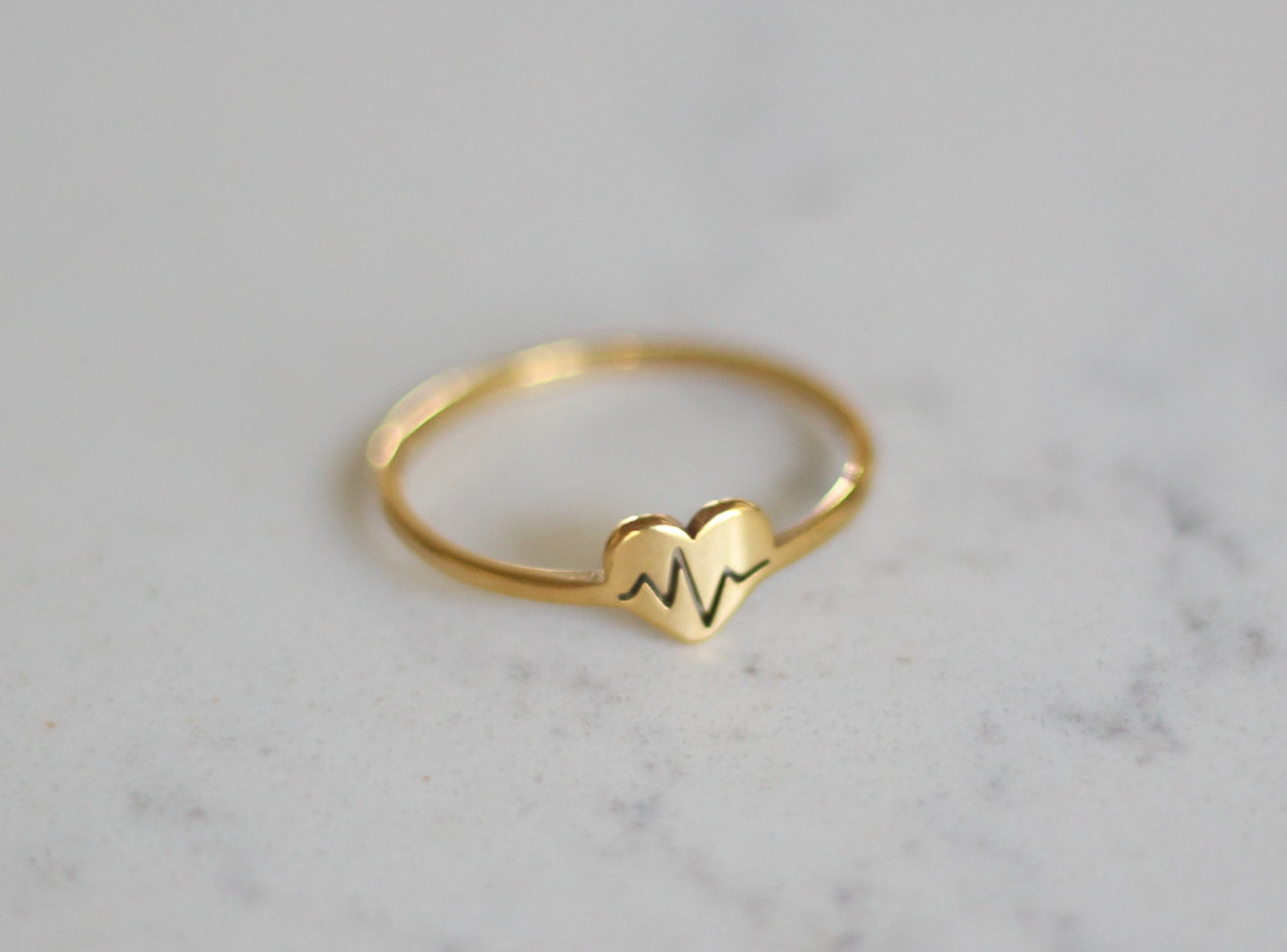 Gold or Silver Heart plus EKG Ring