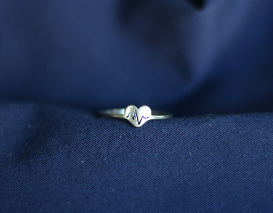 Gold or Silver Heart plus EKG Ring