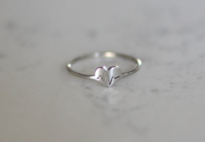 Gold or Silver Heart plus EKG Ring